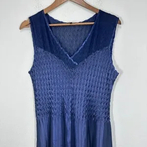 Komarov Navy Blue Women's Size XL‎ Charmeuse & Chiffon Tiered Cocktail Dress thumbnail 3