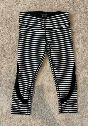 Calvin Klein Black & White Striped Capri Leggings thumbnail 1
