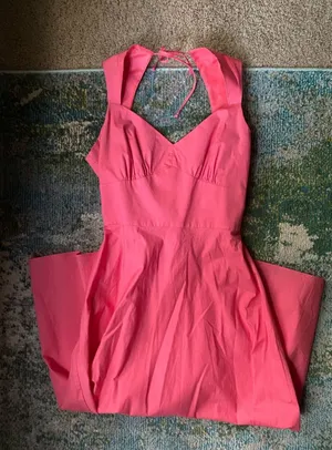Vintage K Studios cotton coral sweetheart tie open sundress, size 14 thumbnail 1