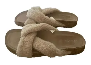 Treasure & Bond Beige Casual Wedge Slide Slippers Fabric Upper 1 Inch Beach 8 M thumbnail 1