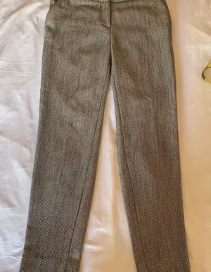 H&M Stylish Gray Herringbone Pants size 2 thumbnail 1