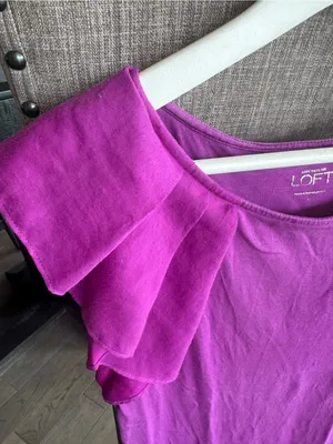 Ann Taylor Ruffle Shoulder Sleeveless Top - Magenta thumbnail 3