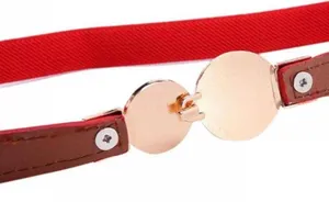 Red & gold pearl‎ belt Imitation Pearl Pair Buckle Thin Belt Monochrome Elastic thumbnail 12