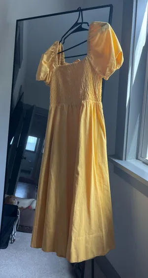 ASTR The Label Bow Detail Smock Bodice Dress in Mustard thumbnail 4