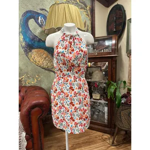 Francescas Veda Halter Mini Dress Womens Medium Floral Linen Blend NWT Summer thumbnail 3