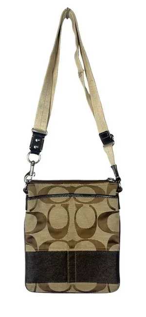 Coach Beige &‎ Brown Signature Canvas Logo Crossbody Bag thumbnail 1