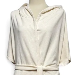 DKNY Plush Fleece Hooded Lounge Robe Oatmeal Cream Beige Tan L / XL thumbnail 2