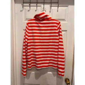Telluride Clothing Co Women Pink Orange Striped Fleece Quarter Zip Pullover L thumbnail 6