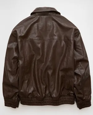 American Eagle Oversized Vegan Leather Bomber Jacket thumbnail 2