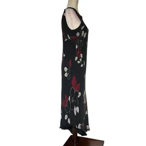 Vtg Y2K Maggy London 100% Silk Dress Sz 12 Asymmetric Maxi Goth Romantic Sheer thumbnail 7