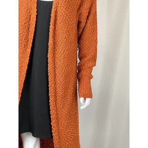 Andree by Unit Rust Orange Textured Long‎ Open Front Cardigan Sweater Size M thumbnail 6