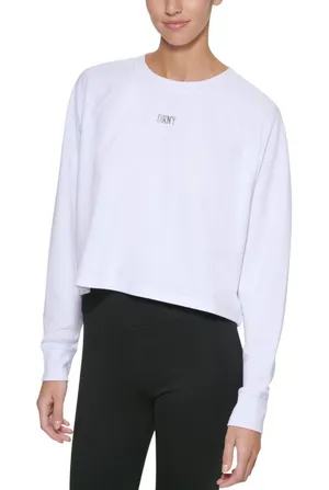 NWT DKNY Sport Womens Lightweight Super Soft Pullover Sweatshirt White S thumbnail 1