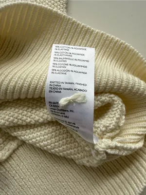 Anthropologie Cream V-neck Waffle Knit Cotton Oversized Pullover Sweater Small thumbnail 6