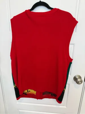 STYLE STUDIO Ugly Christmas Sweater Vest Size Large Snowman Print Button Up VTG thumbnail 2