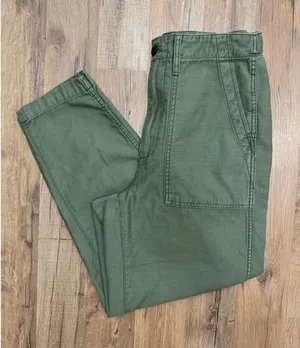 Madewell Green Utility‎ Pants Size 27 High Rise Cotton Straight Leg thumbnail 1