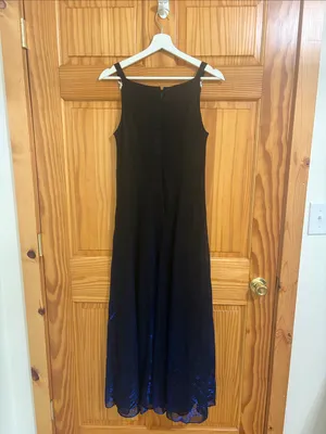 Vintage 90s Betsy & Adam Blue Glitter Prom Dress Size 8 thumbnail 5