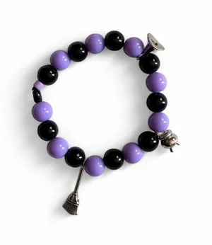 Handmade Witchy Halloween Charm Bracelet Purple & Black thumbnail 1
