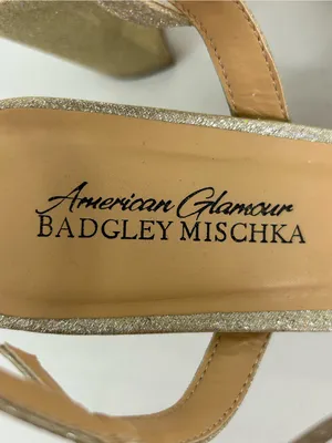 Badgley Mischka American Glamour Xandra Block Heels Champagne Glitter Size 8.5 thumbnail 8