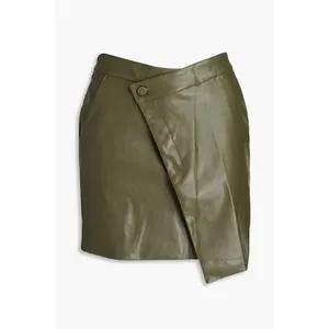 Nicholas Gabriella Mini Skirt in Green 2 Womens Faux Leather Vegan thumbnail 10