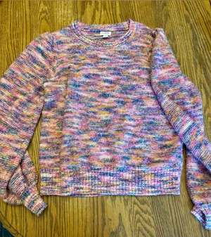 J. Crew Pink Multicolor Speckled Crewneck Sweater thumbnail 1
