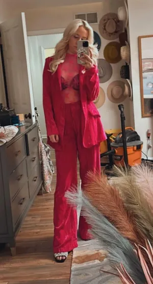 Nasty Gal Pink Velvet Suit Set thumbnail 5