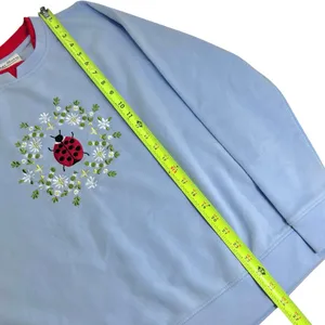 Heritage Charm Vintage-Inspired Ladybug Floral Embroidered Sweatshirt thumbnail 6