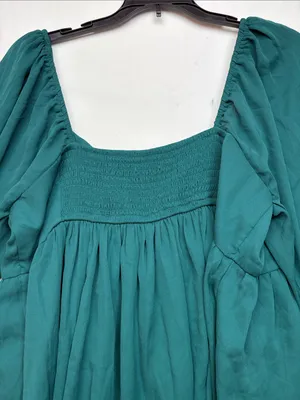 Abercrombie & Fitch size XL green mini dress long sleeve boho night thumbnail 11