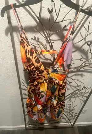Leopard floral summer dress Multiple Size M thumbnail 1