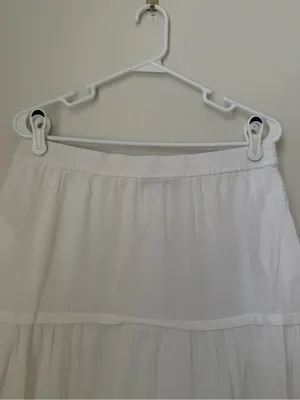 Talbots Crinkle Gauze Tiered Midi Skirt Womens M White Lined Peasant Cottage thumbnail 3