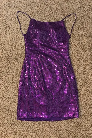 Amazon Sparkly Mini Dress Purple Size 4 thumbnail 1