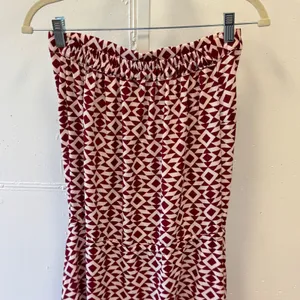 Mekong Burgundy Geometric Diamond Print Strapless Maxi‎ Dress One Size OS Boho thumbnail 5
