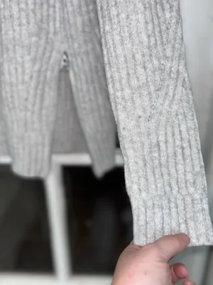 Abercrombie & Fitch Women's Small Oatmeal Wool Blend Mockneck Sweater Dual Zip thumbnail 5