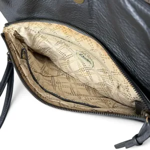 Clarks England Leather Baguette Clutch Bag Wristlet Blue Cotton Lined thumbnail 8