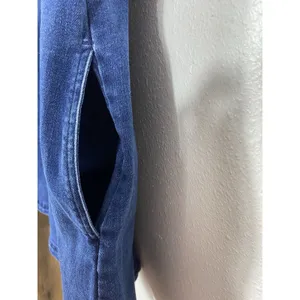 Free People Dark Indigo Denim Mini Dress Size L It has pockets on the sides. thumbnail 12