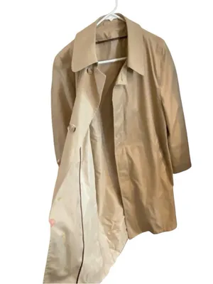 Vintage Adams Row Tan Trench Coat Brown Faux Fur zip-in lining Old money Classic thumbnail 7