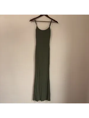 Popilush Shaping Maxi Dress Size XS Olive Green Square Neck Sleeveless thumbnail 3