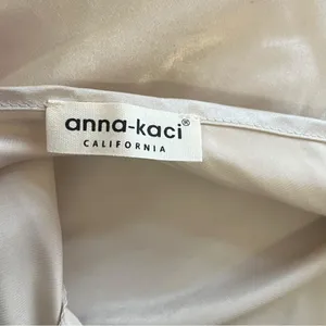 ANNA-KACI Khaki Satin Camisole And Shorts Pajama Set Medium | NWT thumbnail 5