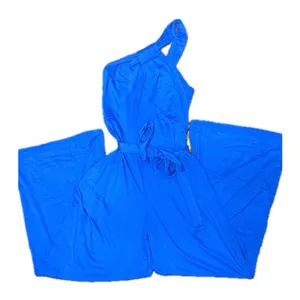 NWT Royal Blue One Shoulder Belted Wide Leg Jumpsuit Romper Small thumbnail 4