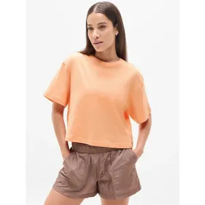 Athleta M True Cotton Crop Tee Papaya Orange Medium Regular thumbnail 2