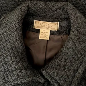 BOYNE VALLEY WEAVERS Wool Ireland Cable Knit Coat Jacket Gray Pockets Large thumbnail 10