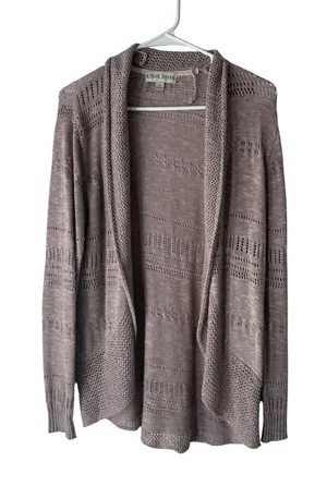 Knox‎ Rose Women's Mauve Knit Open Cardigan Sweater M Lightweight Boho Casual thumbnail 1
