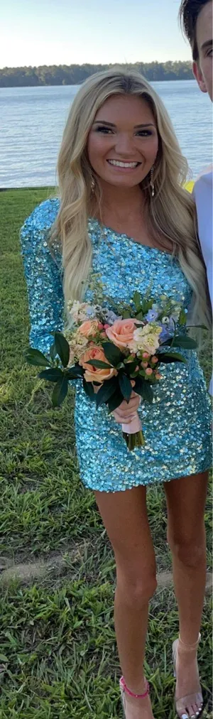 Sherri Hill Homecoming Dress Short blue thumbnail 2