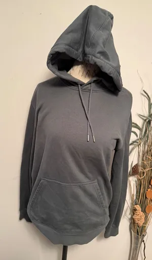 EVERLANE Green Cotton Pullover Hoodie Sweatshirt Women's Size M split at‎ side thumbnail 1
