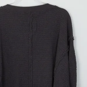 American Eagle Seriously Lived In Big Hug Waffle Knit Pullover Gray M Oversized thumbnail 8