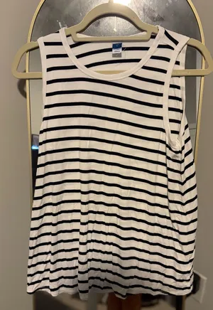 Flowy Stripped Black & White Tank thumbnail 1