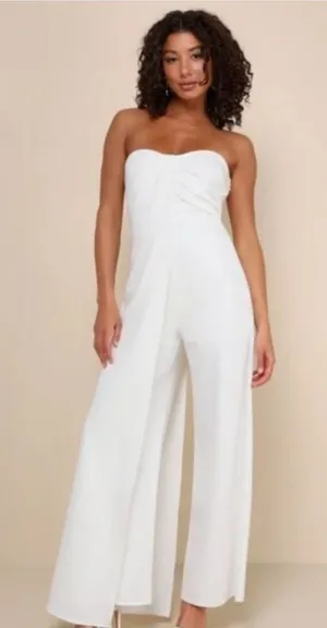 New Lulu's Chic White Strapless Jumpsuit thumbnail 1