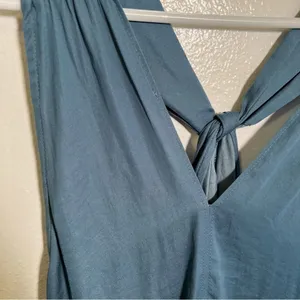 Loft Sleeveless Blouse Blue Green Knot Keyhole Twist‎ High Neck thumbnail 10