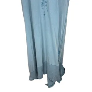 Caite Blue Embroidered Cotton Maxi Dress Short Sleeve Boho Lagenlook Size 1X thumbnail 5