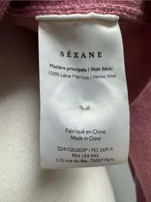 Sézane Betty Knit Long Sleeve Cardigan Merino Wool Rose Los Angeles Pink Medium thumbnail 6