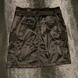 Womens Sz10 NWT White House Black Market black satin utility mini skirt thumbnail 3